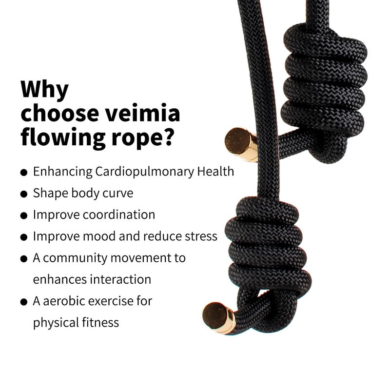 veimia Flow Rope for Fitness High Performance Double Woven Workout Rope Adjustable Flow Jump Rope for Men Women Training Indoor Outdoor Cardio Exercise Rope for beginner - Image 4